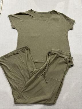 Felina Lauren X2401 Lounge Set 2-Piece Pajama Outfit Crew Neck Tee Medium